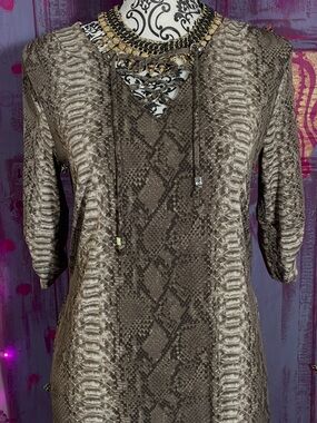 Michael Kors Taupe Snake-Print V-Neck Tunic